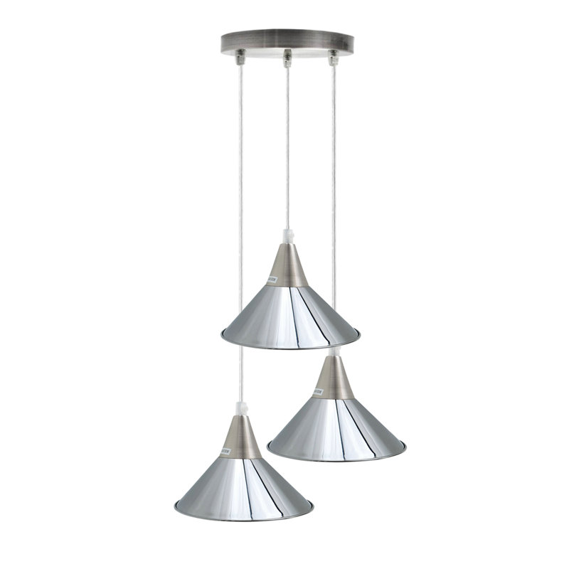 Rosenthal 3-Light Cluster Cone Pendant, Chrome