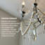 Lustre en cristal 35,43 "en fer forgé argenté de style perle - Luminaire suspendu de style bougie pour salon