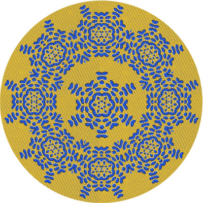 Tapis bleu/jaune à motifs