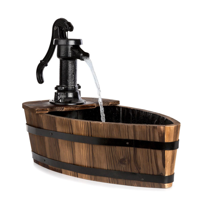 Outdoor Wood Metal Waterfall Fountain