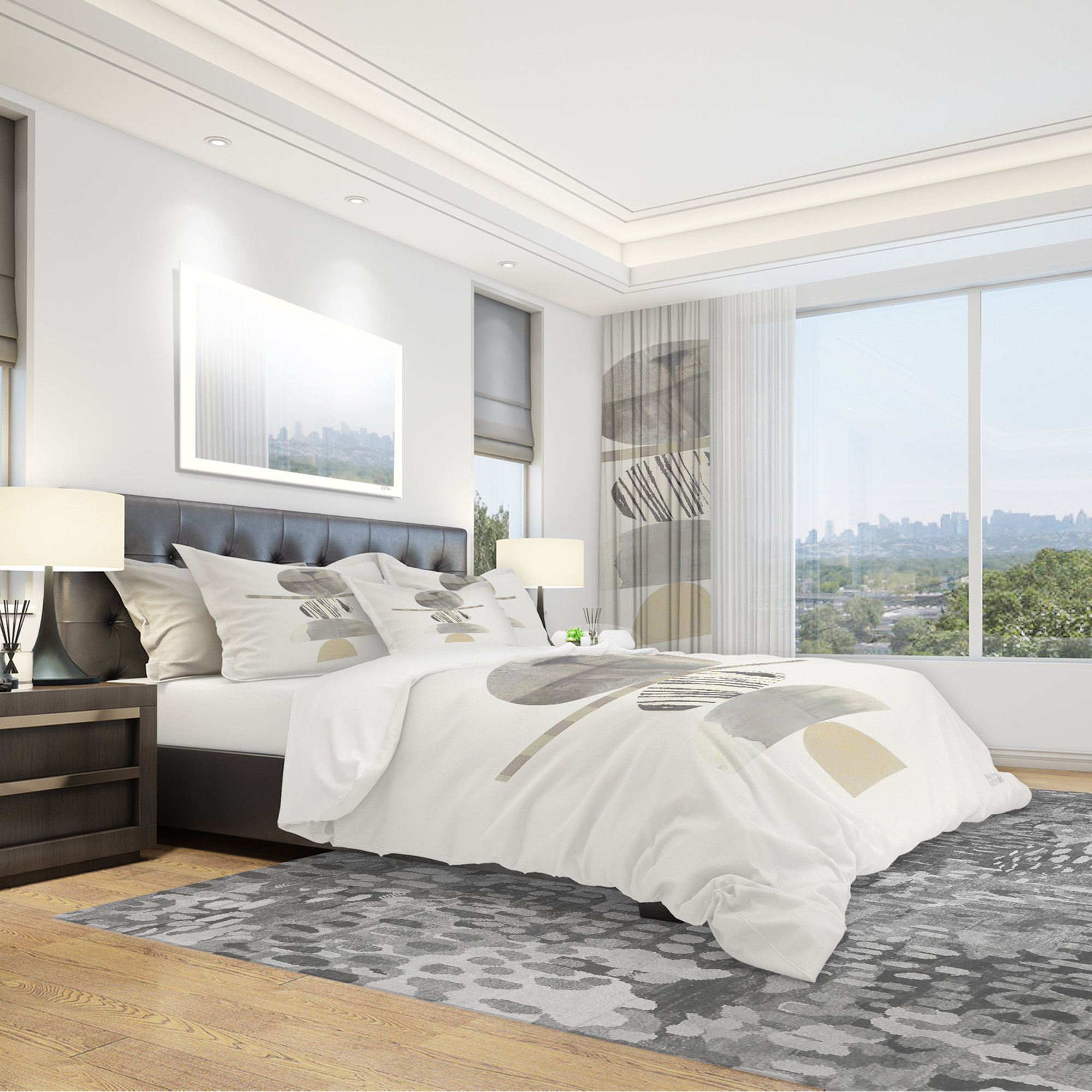 Design Art Ensemble de housse de couette géométrique Balance Neutral I