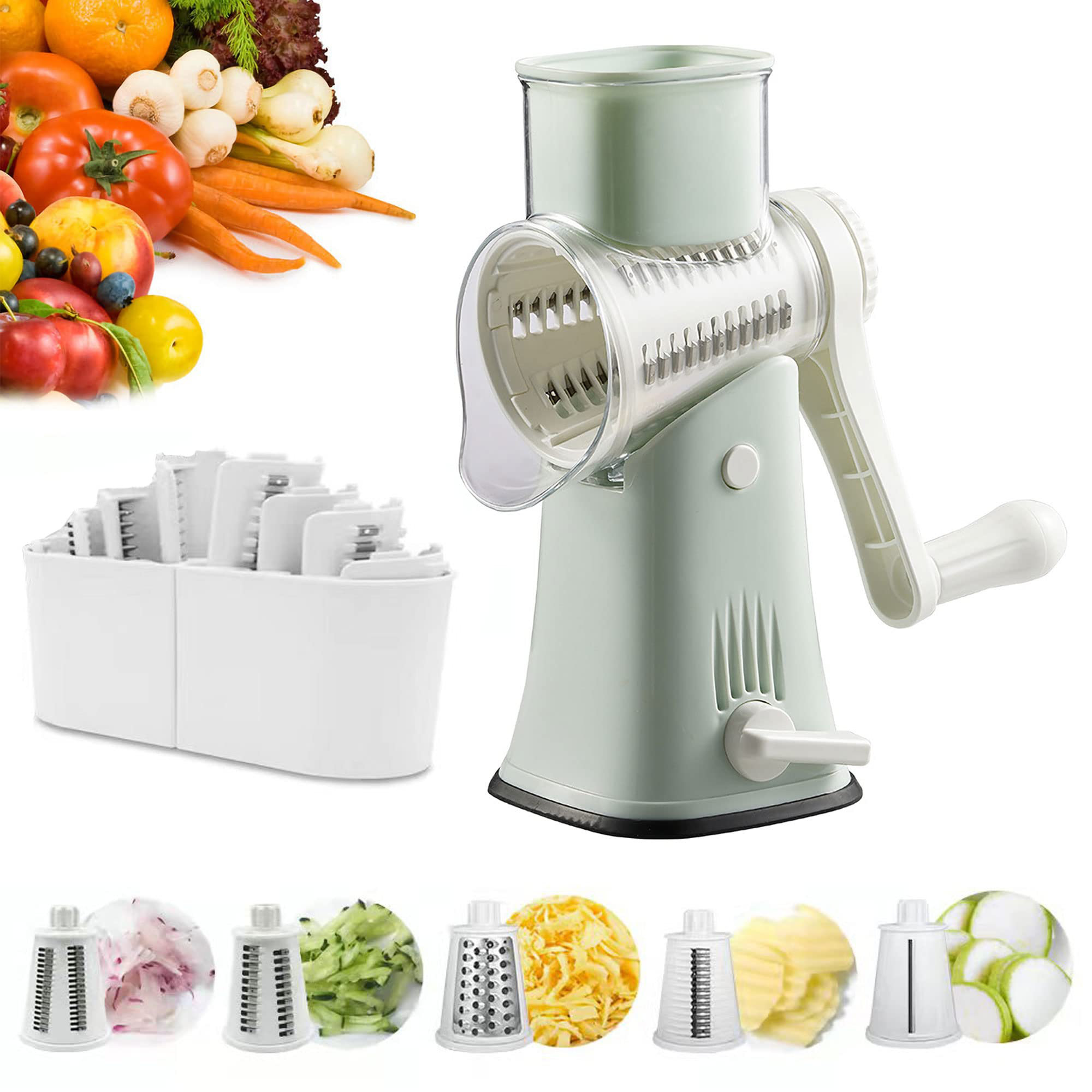 https://assets.wfcdn.com/im/46242406/compr-r85/2451/245182718/5-in-1-rotary-cheese-grater-with-handle-5-interchangeable-stainless-steel-blades-green.jpg
