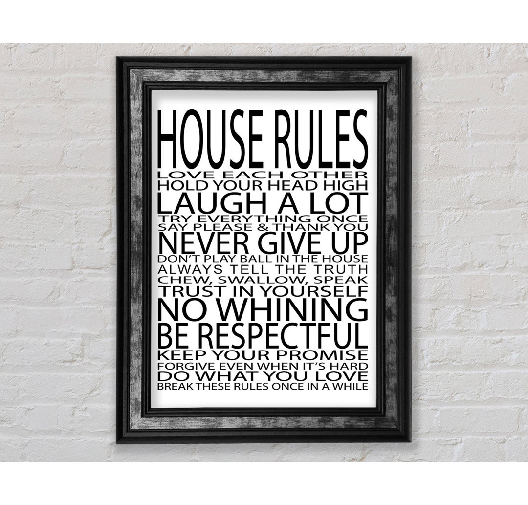 Moshannon Family Quote House Rules Love Each Other Lilac Framed Print Wall Art