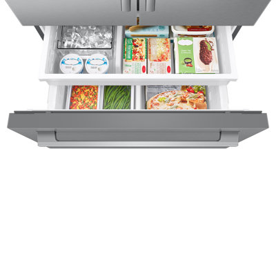 Samsung Bespoke AI 30 cu. ft. 3-Door French Door Refrigerator with Zero Clearance Fit and In-Door Tall Water Dispenser in Stainless Steel
