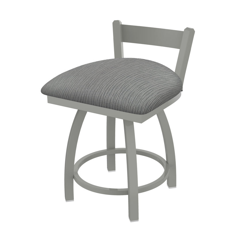 Tabouret de coiffeuse en métal Catalina, Nickel anodisé, Tissu-graphique alpin