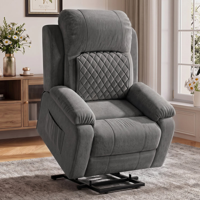 Fauteuil inclinable en velours Brunell, Velours gris foncé