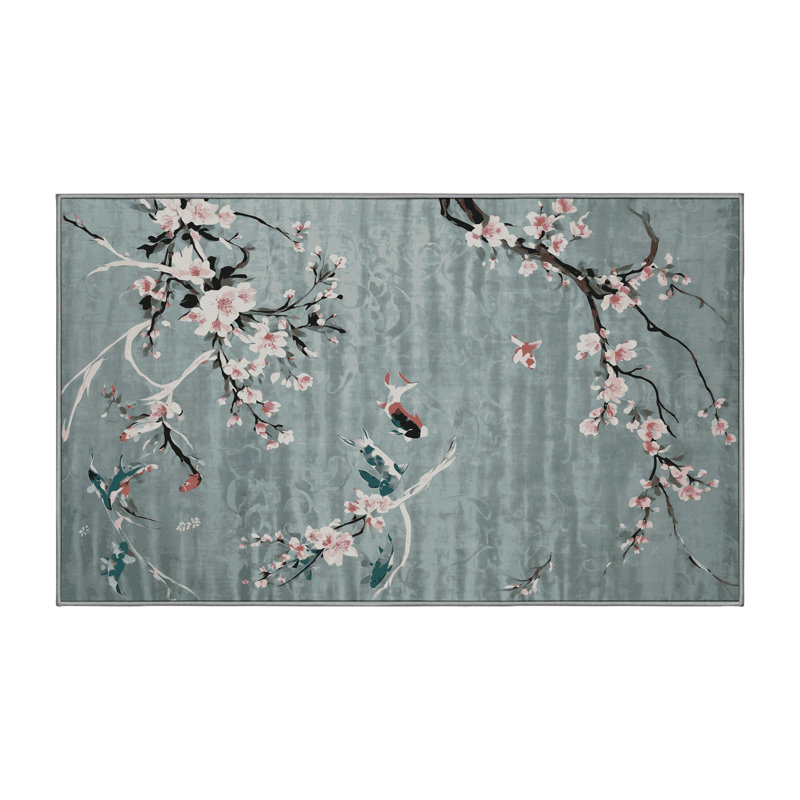 Machine Washable Gray Area Rug, Rectangle 5' x 8'