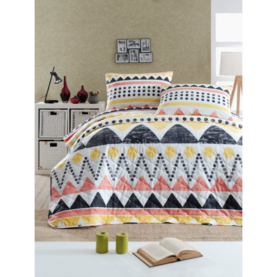 Cotton Geometric Shapes Coverlet