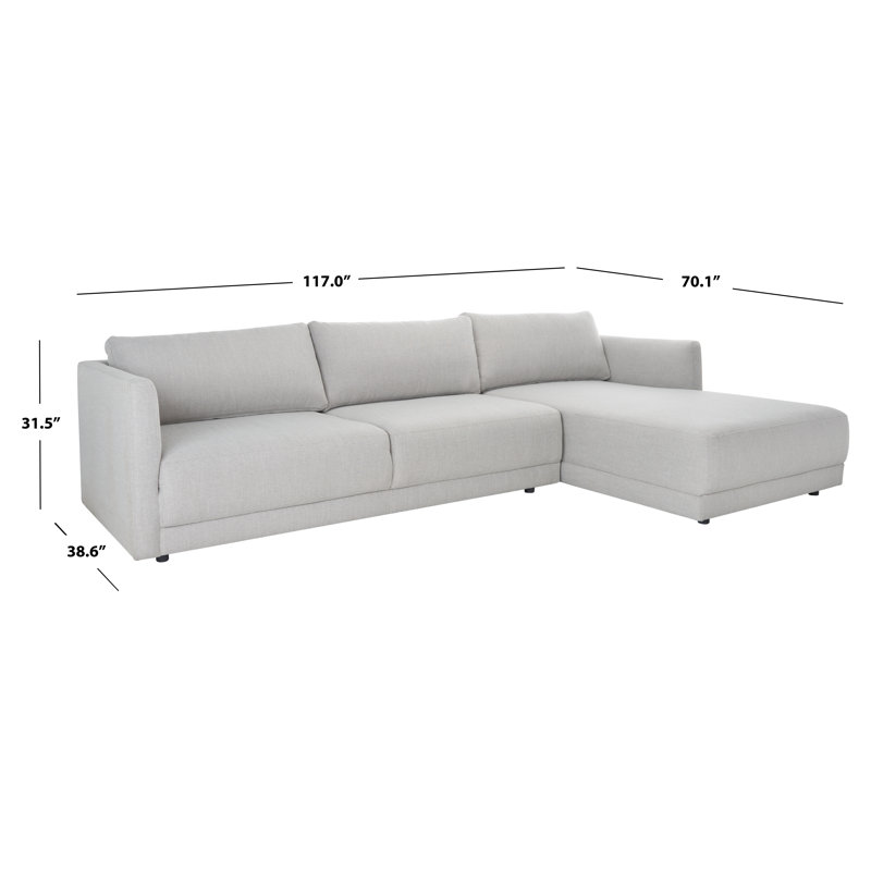 Kayden 2 - Piece Upholstered Chaise L-Sectional, Right Hand Facing, Light Gray Linen Blend