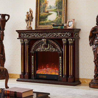 Meuble télé avec foyer électrique français sculpté