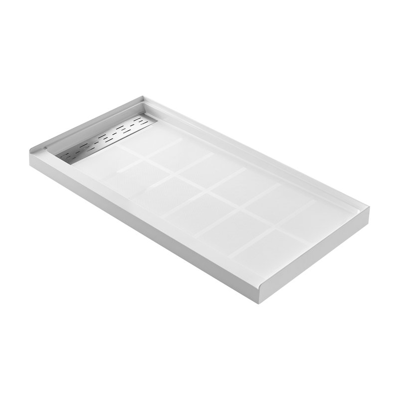 48" W x 36" Single Threshold Shower Pan Base with side Drain Assembly and Drain Cover Included, Non-Slip design, Left