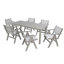 Table de salle à manger texturée en bois gris, 68,9 pouces de long, matériau des hanches, style minimaliste, trou de parasol, hanches intérieures et extérieures, esthétique, utilisation