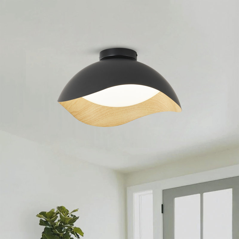 1-Matte black dimmable LED iron Flush mount light