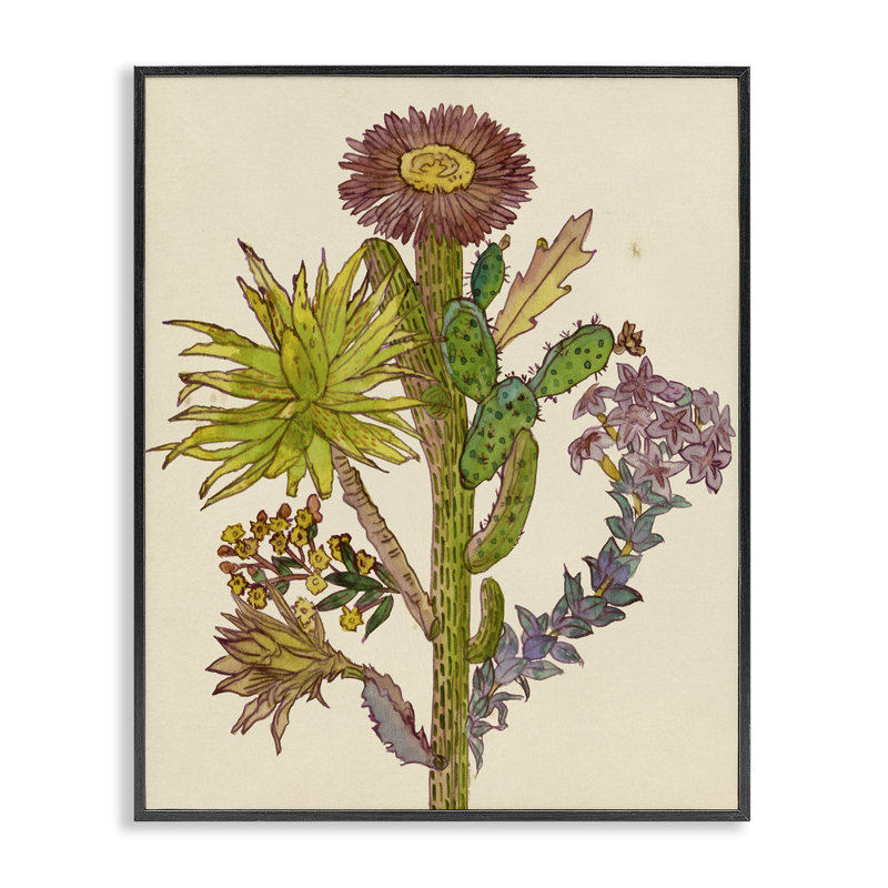 Neon Desert Blooms, estampe numérique, design par Melissa Wang, H 14 po x l 11 po, Giclée encadrée noir minuit