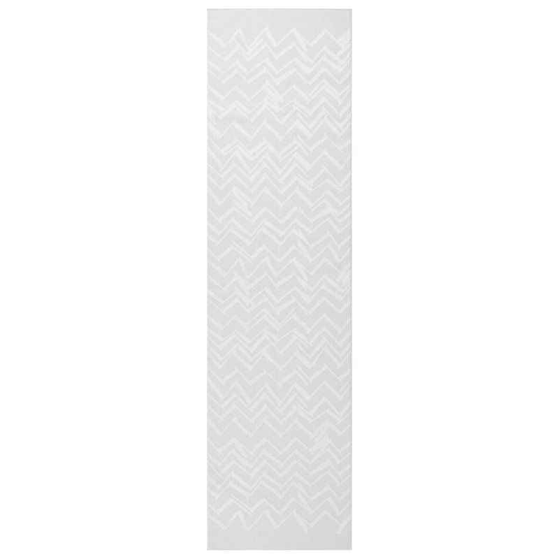 Zig Washable Rug, 2'7" x 9'2", Cream