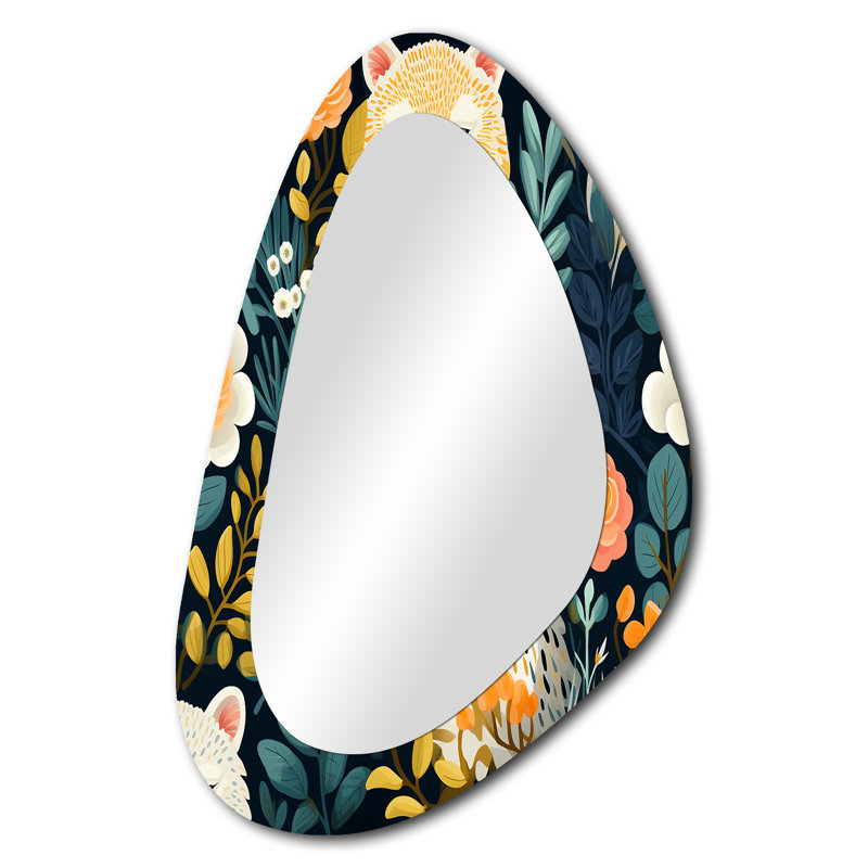 Boho safari léopard - miroir de forme unique imprimé animal, miroir mural unique bleu sarcelle, impression sur métal