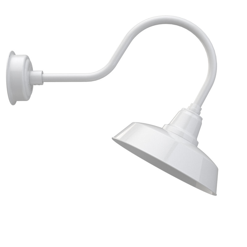 Luminaire de grange d’extérieur à del Vandervliet, H 8 po x l 14 po x P 12 po, blanc