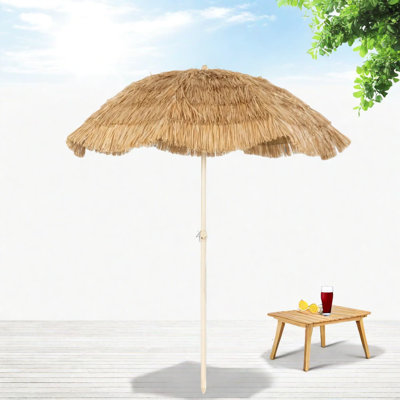 Khaki Brown Patio Umbrellas, Fiberglass Metal Frame, Hawaiian Style