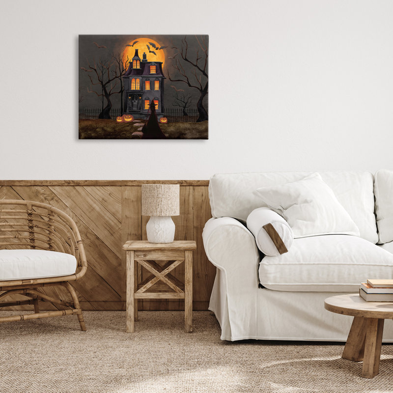 Bats Over Haunted Mansion Canvas, conception par Nicole Tamarin, H 16 po x l 20 po