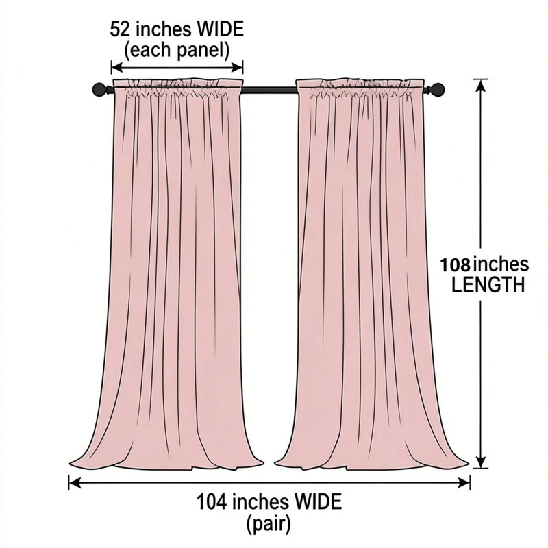 Rod Pocket Velvet Curtains, 2 Panels - Super Soft Light Filtering Drapes, Noise Reducing & Privacy Protection Velvet Window Curtains for Living Room, Bedroom