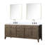 Meuble-lavabo double en chêne gris, comptoir en quartz, robinet, 36 miroirs, meuble-lavabo poli à la main pour durer, P, surface, fini scellé et durable
