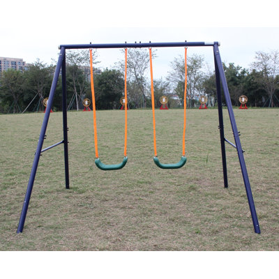 Heavy Duty 2-Station Swing Set with A-Frame Safety Design, Includes 2 Belt Swings for Toddlers and Big Kids