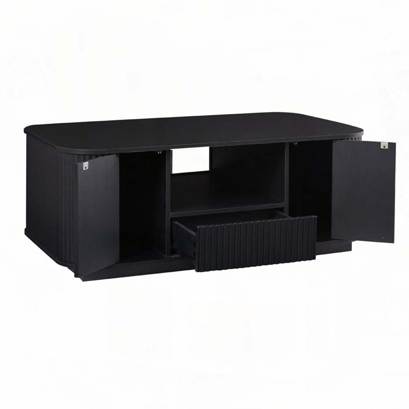 Table basse avec tiroirs et compartiments de rangement, Noir