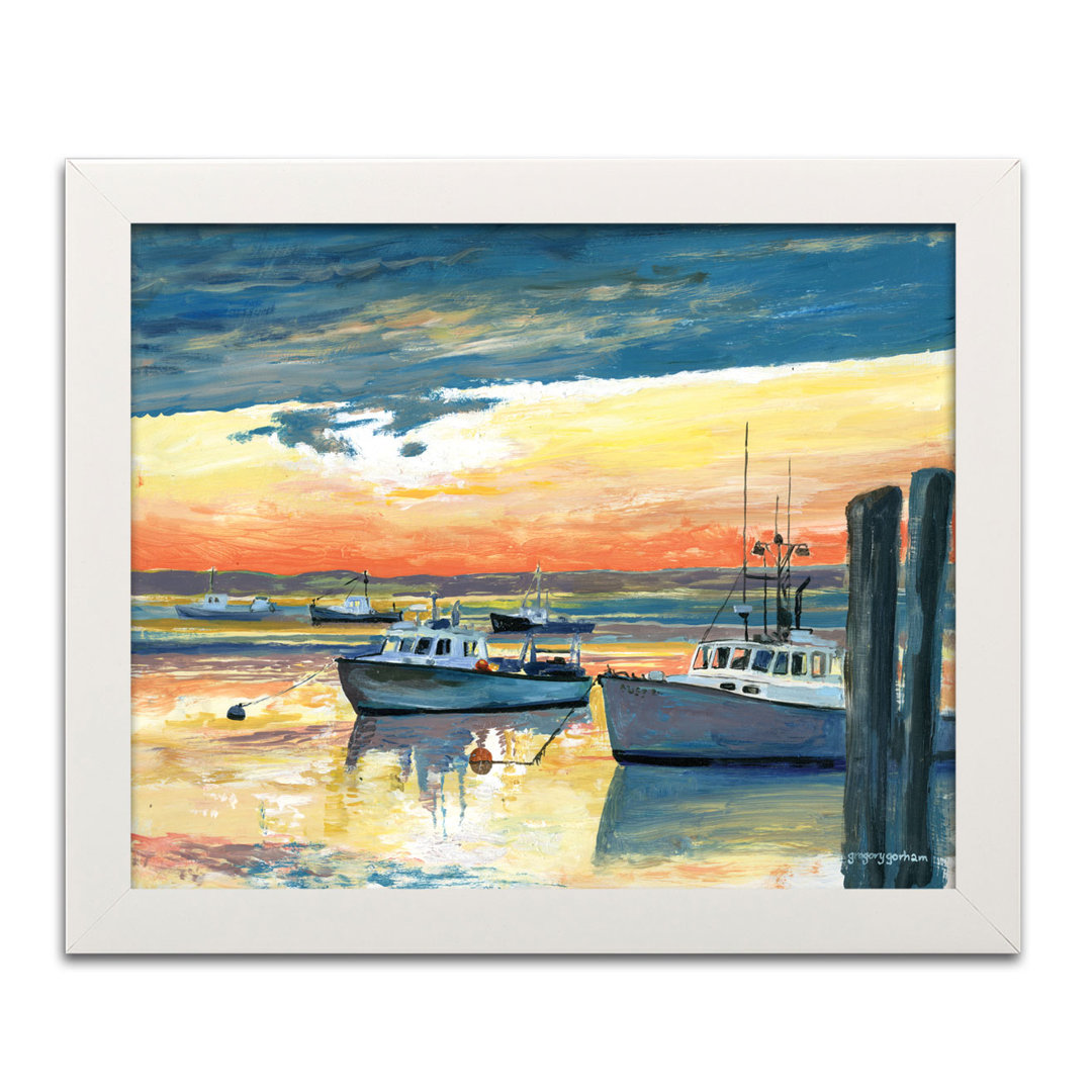 " Painterly Décor Sunset Fish Pier Channel " by Gregory Gorham Breakwater Bay 