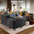 109" Corduroy Sleeper Sofa, Modular Compression Sectional Sofa Bed with Pillows, No Assembly Required-1275964936