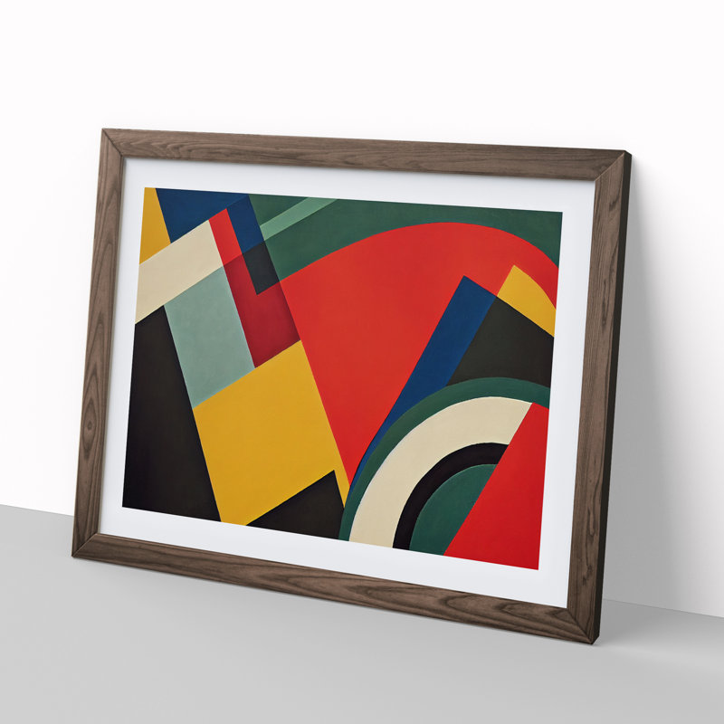 Charming Modern Abstract Art - Single Picture Frame Print, 34cm H x 46cm W x 2cm D, Walnut