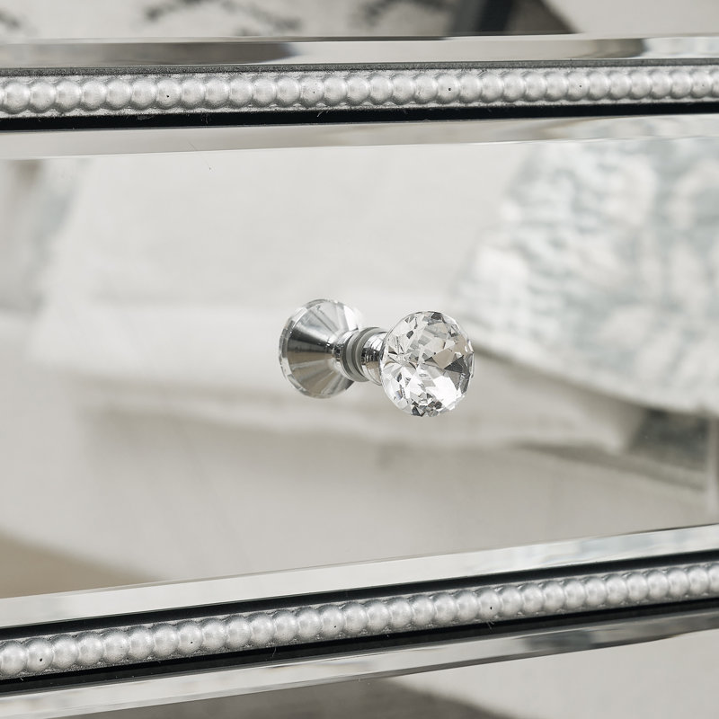 Three Drawer Nightstand with Crystal Handles