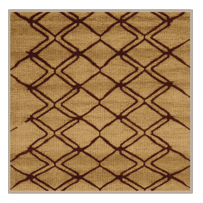 Machine Washable Trellis Brown Area Rug, Square 3'