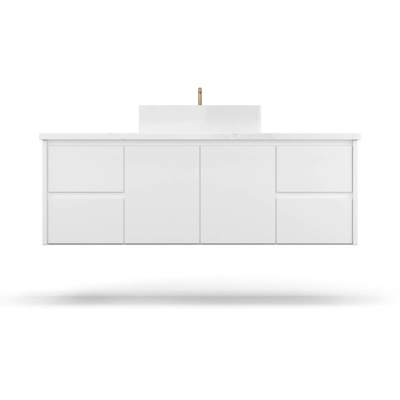 Gilded Single Extra Wide Bath Floating Vanity, Pure White, 54"