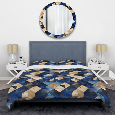 Ensemble de housse de couette géométrique Beige and Blue Tiles