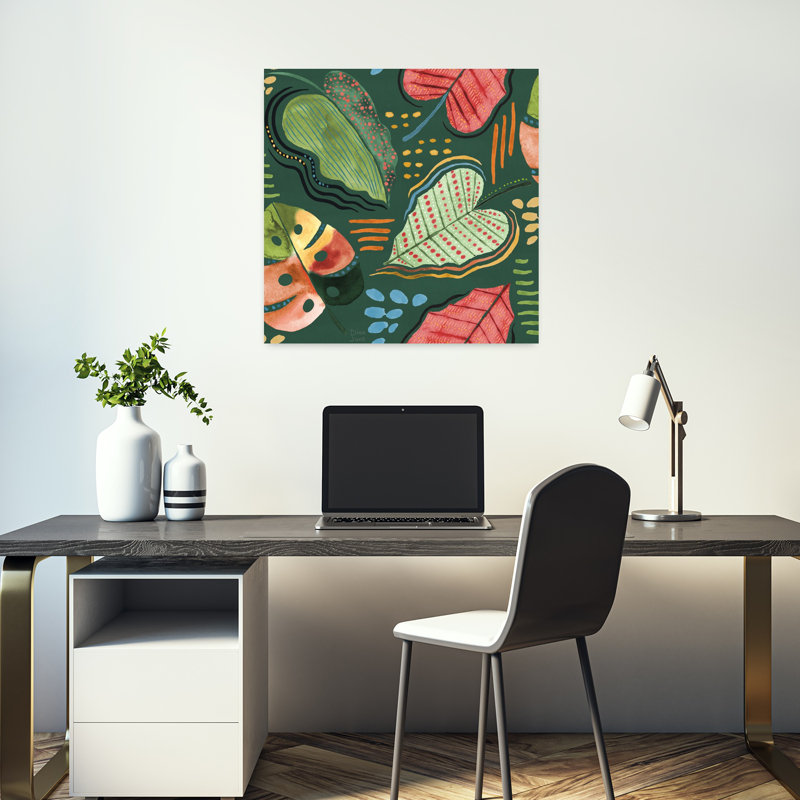 Art tropical abstrait, motif de forêt tropicale, H 18 po x l 18 po