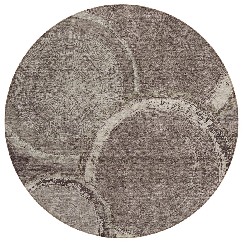 Alegandro Washable Abstract Indoor / Outdoor Rug, Round 8'