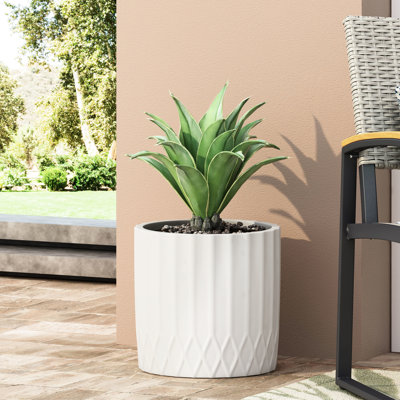 Antique White Planter - Magnesium Oxide Plant Basin For Gardens, 12.84 In. Depth, Width, Height, 9.1 Lb Tub Homes,
