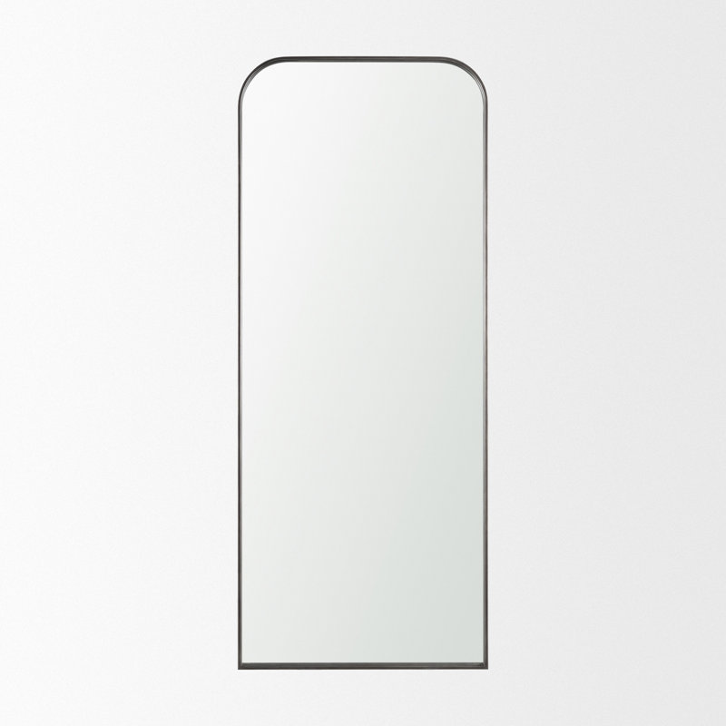 Tall Black Metal Arched Mirror with Sleek Design