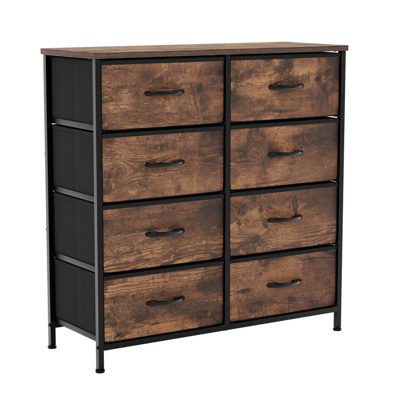 Chorley 8 Drawer Fabric Drawer Chest, Rustic Brown, UKFR Certified