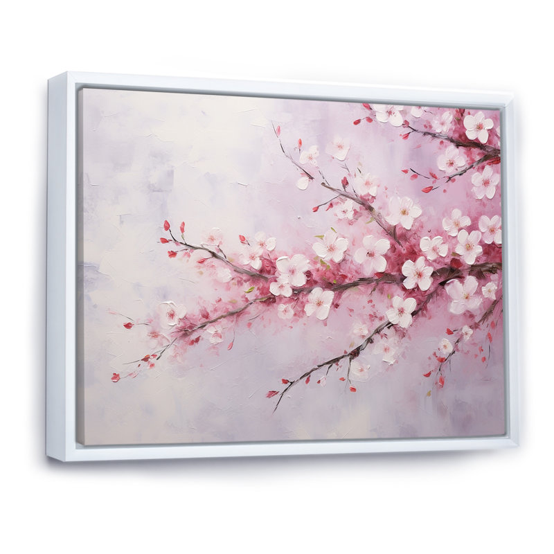 «Cherry Bliss Tree» sur toile, H 34 po x l 44 po x P 1,5 po, Cadre flottant blanc