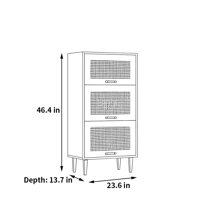 Rabehi, (3 tablettes) H 46,4 po x l 23,6 po x P 13,7 po, Brun