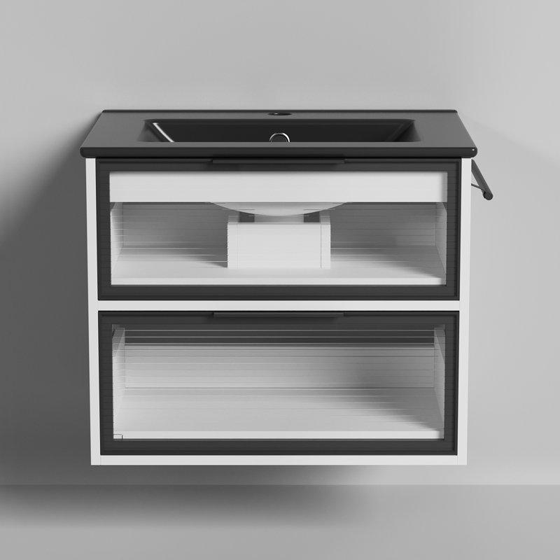 Ensemble de meuble-lavabo simple 24 "avec comptoir en céramique, Noir, noir, noir, noir