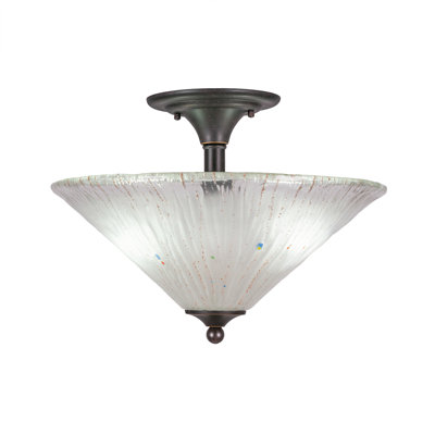 Semi-Flush 2 Bulbs With 16" Crystal Glass