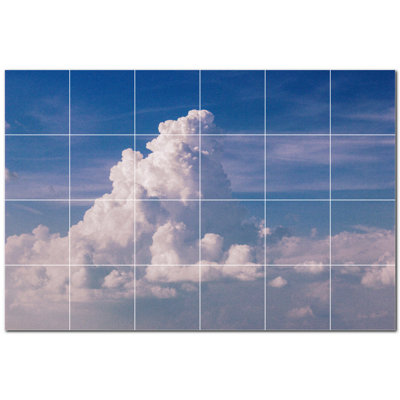 Clouds Photo 12'' x 12'' Satin Ceramic Decorative Mural