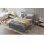 Lit plateforme double avec tiroir et deux tablettes, peu encombrant et élégant au fini gris pour les chambres modernes-1312356936-1312356948