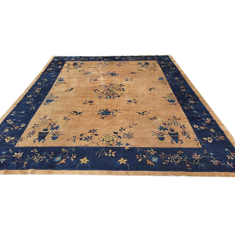 Antique Chinese - Peking Room Size Wool Gray Rug