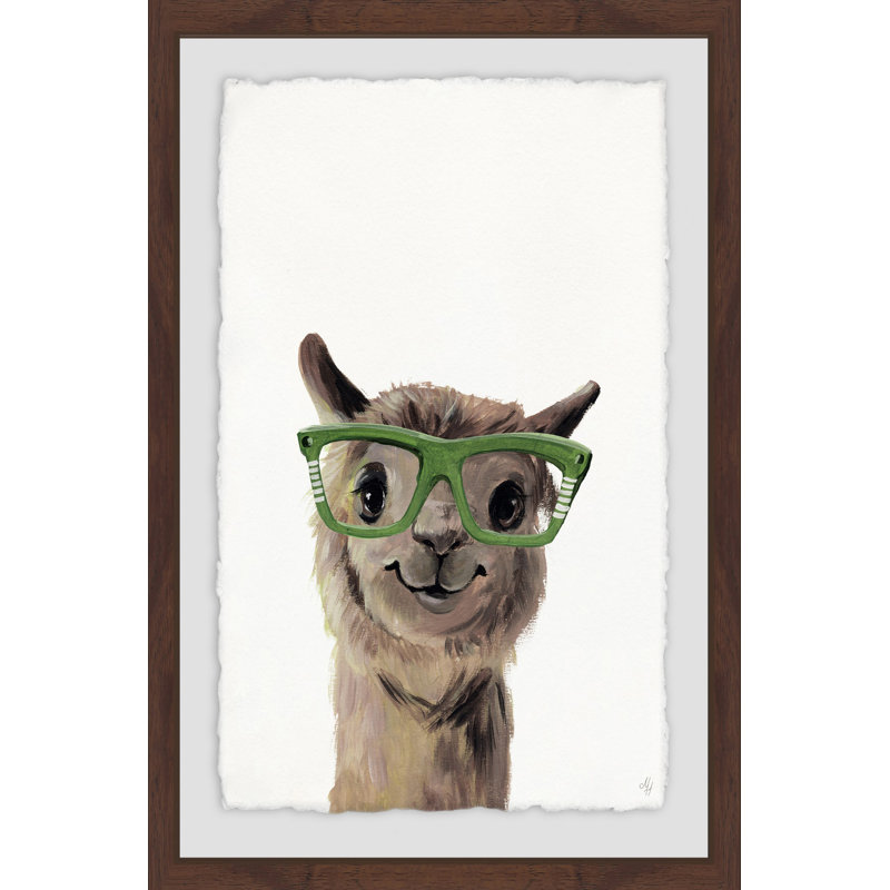 «Geeky Llama», reproduction encadrée, H 18 po x l 12 po x P 1,5 po, Encadrement brun foncé