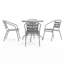 Table ronde en métal avec 4 chaises empilables à lattes en aluminium Amlie-513967546