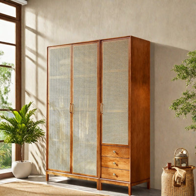 Armoire simple en rotin tissé