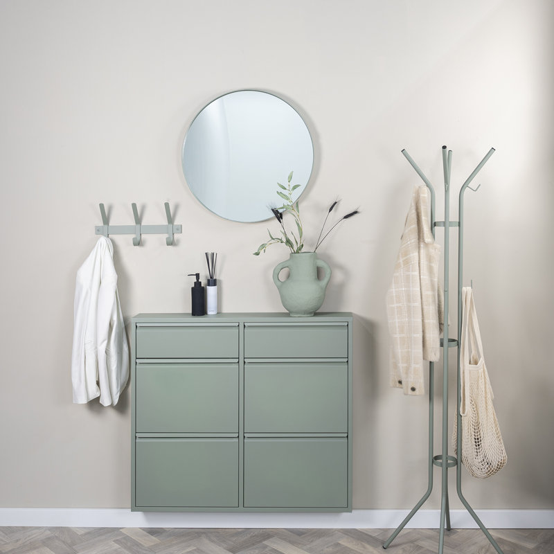 Jessy Steel Freestanding 12 - Hook Coat Rack, Green